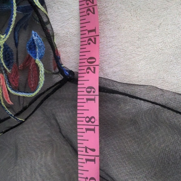 Black Sheer Kimono with Colorful Embroidery - Picture 4 of 8